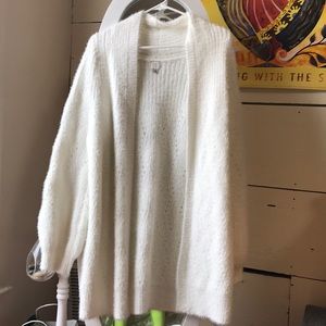 long white fuzzy cardigan